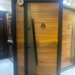 بوابة تركى ماركة REAL خشبى ف جراى مقبض مائل - عدد 3 كالون كالى وعدد 2 كالون ضلفة متحركة مقاس 1.2 م  مزود بعتبة أستنلس New Edition