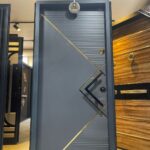 باب تركى ماركة سيليكا وش وظهر PVC أورجينال جراى ب جولد سهم خطوط عشوائى New Edition