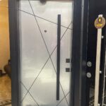 باب تركى ماركة سيليكا زجاج سيكوريت مصفح سلفر لامع خطوط أسمر عشوائي مقبض طويل