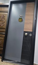 ⁦باب تركى ماركة سيليكا العالمية - Cel.ka ألوان جراى أسمر خشب طبيعى كوالين كالى سنتر لوك مقاس 1 م⁩ - الصورة ⁦3⁩