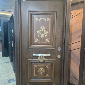 باب تركى ماركة سيليكا العالمية - Cel.ka خشب بارز 2 حشوة بنى غامق ب قشرة طبيعى Marquetry ماركترية كوالين كالى سنتر لوك كامل مقاس 1 م